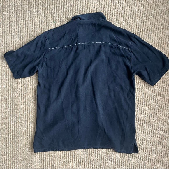 Scully Mens Western Charm Embroidered Black Button Down Silk Shirt Size Medium - Picture 7 of 11